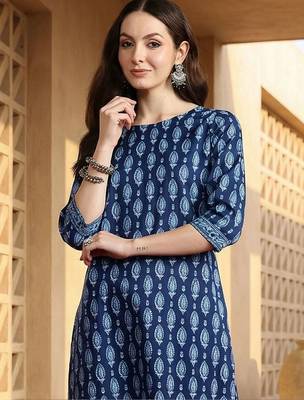 Women Ethnic Motifs Printed Regular Pure Cotton Kurta with Trousers 3