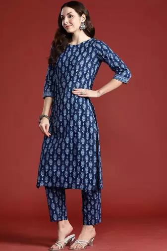 Women Ethnic Motifs Printed Regular Pure Cotton Kurta with Trousers