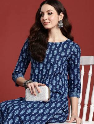 Women Ethnic Motifs Printed Regular Pure Cotton Kurta with Trousers 5