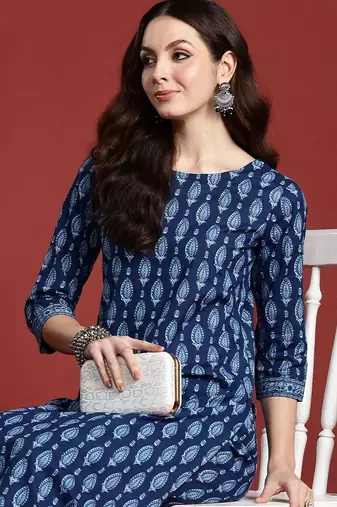 Women Ethnic Motifs Printed Regular Pure Cotton Kurta with Trousers