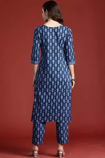 Women Ethnic Motifs Printed Regular Pure Cotton Kurta with Trousers