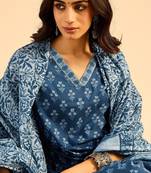 Floral Printed Pure Cotton Kurta With Palazzos & Dupatta