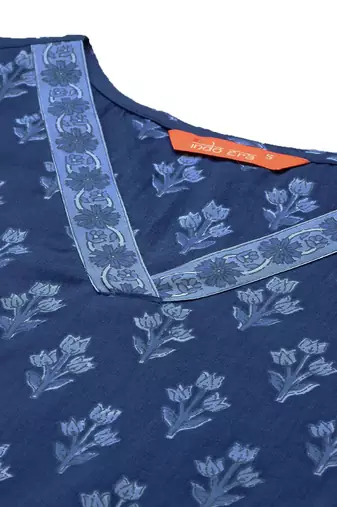 Floral Printed Pure Cotton Kurta With Palazzos & Dupatta