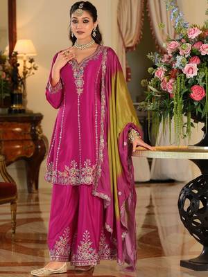 Women Ethnic Motifs Embroidered Regular Thread Work Kurta with Palazzos & With Dupatta 1