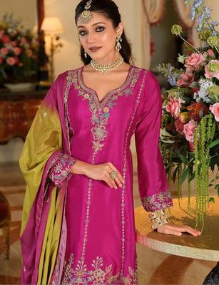 Women Ethnic Motifs Embroidered Regular Thread Work Kurta with Palazzos & With Dupatta 4