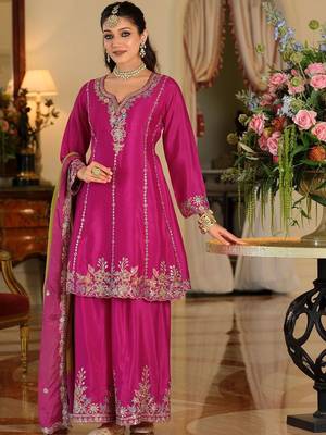 Women Ethnic Motifs Embroidered Regular Thread Work Kurta with Palazzos & With Dupatta 5