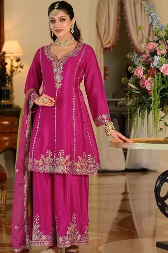 Women Ethnic Motifs Embroidered Regular Thread Work Kurta with Palazzos & With Dupatta
