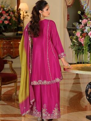 Women Ethnic Motifs Embroidered Regular Thread Work Kurta with Palazzos & With Dupatta 7