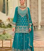 Women Ethnic Motifs Embroidered Zari Regular Kurta with Sharara & With Dupatta