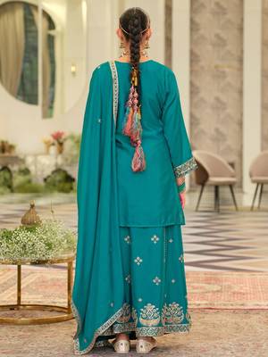 Women Ethnic Motifs Embroidered Zari Regular Kurta with Sharara & With Dupatta 4