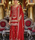 Women Ethnic Motifs Embroidered Regular Kurta With Sharara & Dupatta Kurta Sets