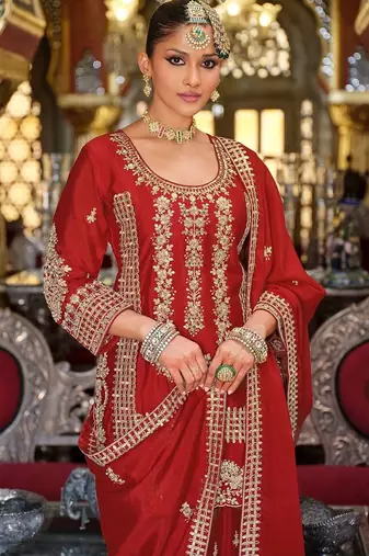 Women Ethnic Motifs Embroidered Regular Kurta With Sharara & Dupatta Kurta Sets