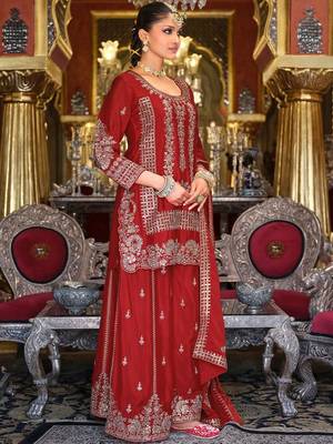 Women Ethnic Motifs Embroidered Regular Kurta With Sharara & Dupatta Kurta Sets 3