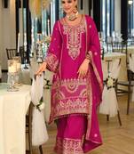 Women Ethnic Motifs Embroidered Regular Thread Work Kurta with Palazzos & With Dupatta