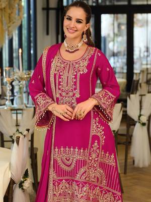 Women Ethnic Motifs Embroidered Regular Thread Work Kurta with Palazzos & With Dupatta 4