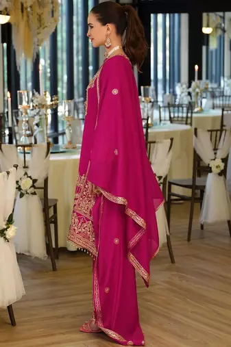 Women Ethnic Motifs Embroidered Regular Thread Work Kurta with Palazzos & With Dupatta