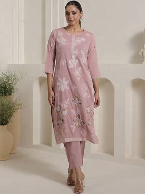 Women Floral Embroidered Pure Cotton Kurta with Trousers & With Dupatta 5