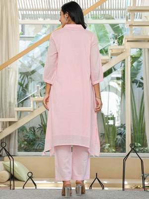Women Floral Embroidered Regular Thread Work Pure Cotton Kurta with Trousers 5