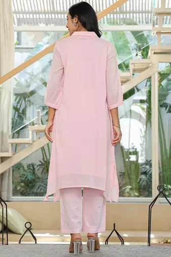 Women Floral Embroidered Regular Thread Work Pure Cotton Kurta with Trousers