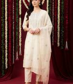 Women Ethnic Motifs Embroidered Regular Thread Work Pure Cotton Kurta with Trousers & With Dupatta