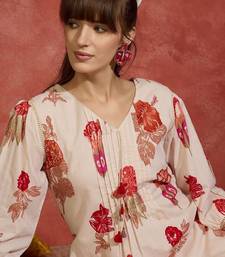 Women Floral Printed Pure Cotton A-Line Kurta with Trousers