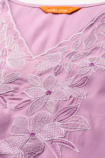 Floral Embroidered Kurta with Trousers & Dupatta