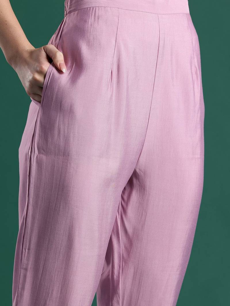 Floral Embroidered Kurta with Trousers & Dupatta