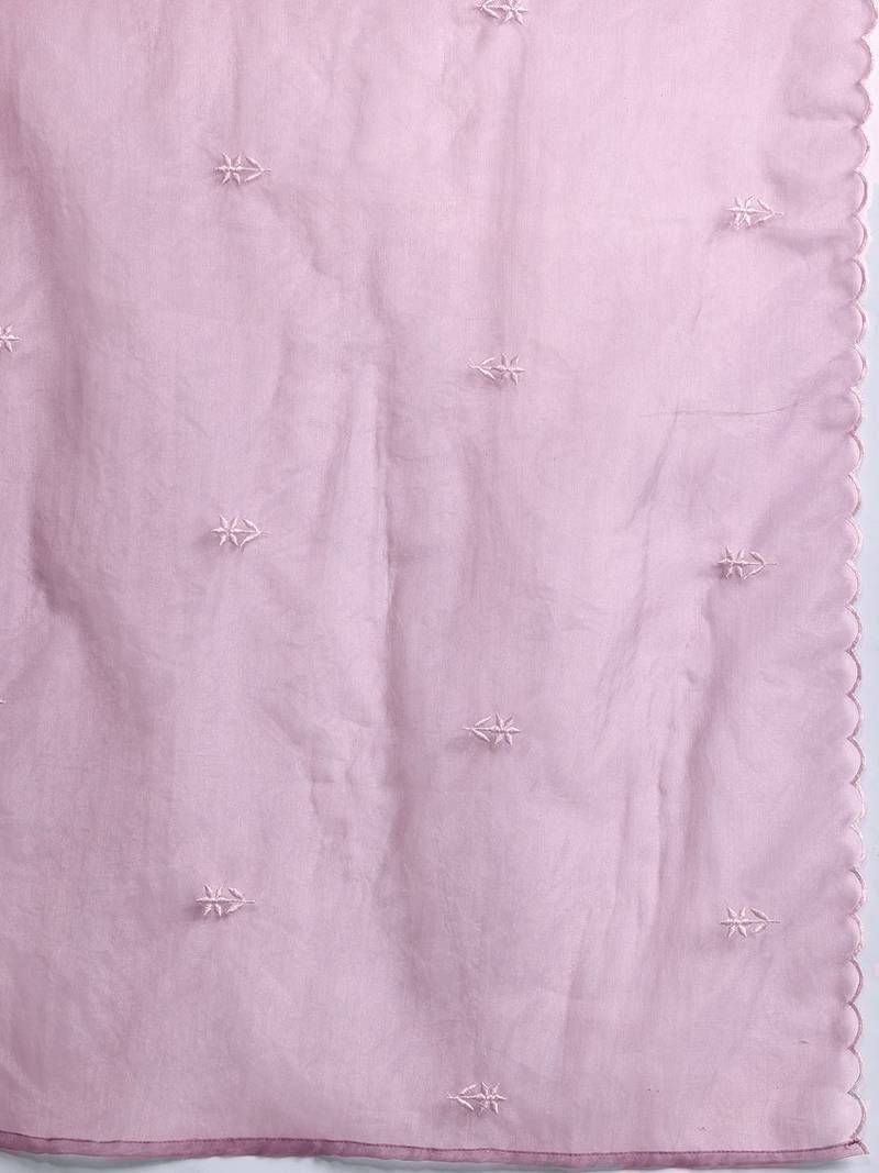 Floral Embroidered Kurta with Trousers & Dupatta