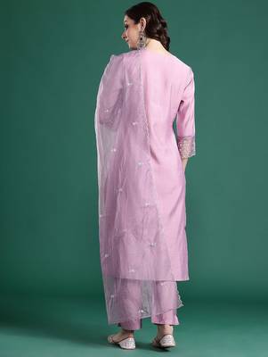 Floral Embroidered Kurta with Trousers & Dupatta 6