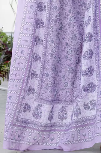 Floral Printed Panelled Square Neck Pure Cotton Kurta With Trousers & Dupatta