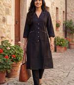Women Regular Thread Work Pure Cotton Kurta with Palazzos