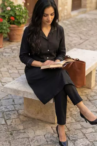 Women Regular Thread Work Pure Cotton Kurta with Palazzos