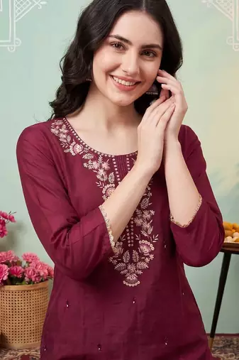 Women Ethnic Motifs Embroidered Regular Thread Work Kurta with Trousers & With Dupatta
