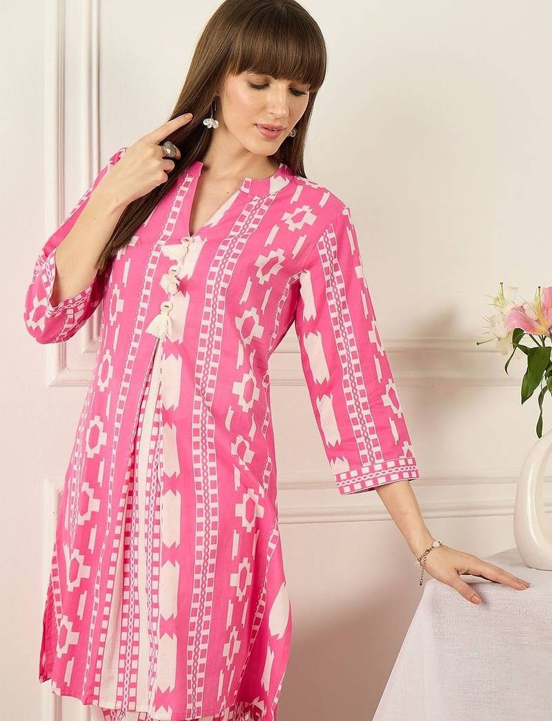 Women Printed Regular Pure Cotton Kurta with Trousers