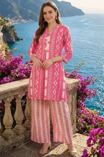 Women Printed Regular Pure Cotton Kurta with Trousers