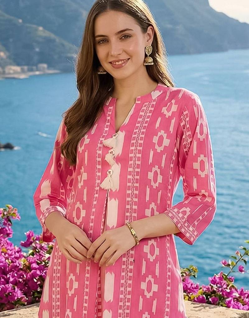 Women Printed Regular Pure Cotton Kurta with Trousers
