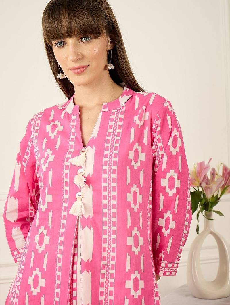 Women Printed Regular Pure Cotton Kurta with Trousers