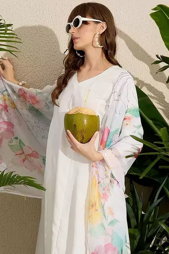 Kurta with Trousers & With Dupatta