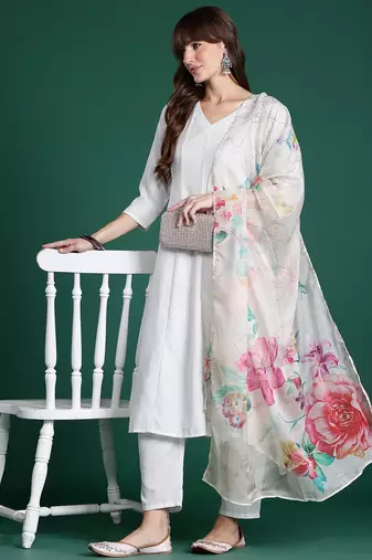 Anarkali Kurta with Trousers & With Dupatta