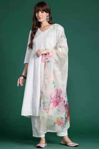 Anarkali Kurta with Trousers & With Dupatta
