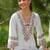 Floral Yoke Design Notch Neck Thread Work A-Line Kurta & Dupatta with Trousers