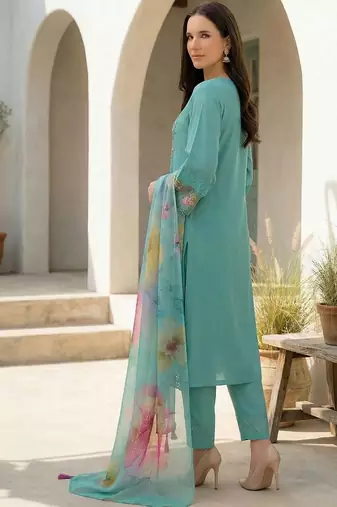 Women Floral Embroidered Regular Thread Work Kurta with Trousers & With Dupatta