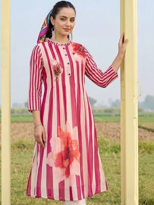 Women Printed Regular Pure Cotton Kurta with Trousers 1