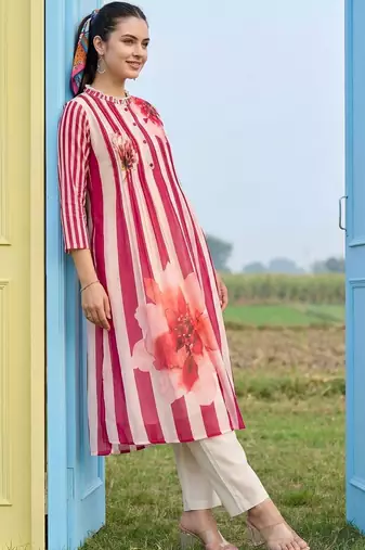 Women Printed Regular Pure Cotton Kurta with Trousers