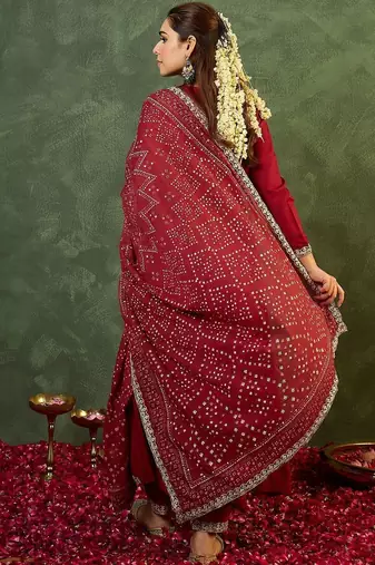 Women Ethnic Motifs Embroidered Panelled Thread Work Kurta with Trousers & With Dupatta