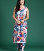 Women Floral Printed Cotton Kurta with Trousers