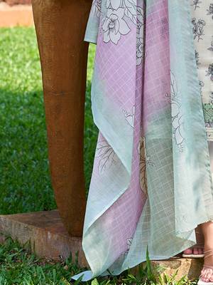 Floral Printed Regular Thread Work Pure Cotton Kurta with Trousers & With Dupatta 4