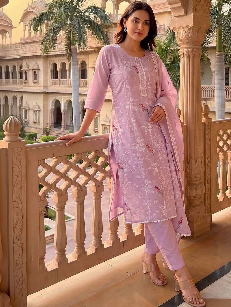 Women Ethnic Motifs Embroidered Regular Thread Work Kurta with Trousers & With Dupatta