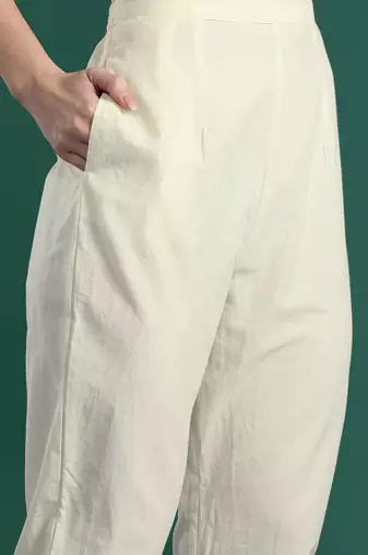 Floral Embroidered Pure Cotton Kurta with Trousers & Dupatta