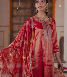 Women Ethnic Motifs Embroidered Sequinned Liva Kurta with Trousers & With Dupatta
